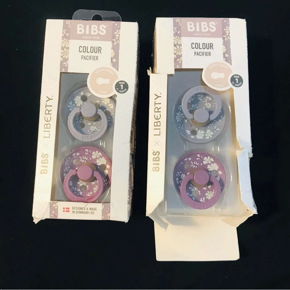 Bundle BIBS x LIBERTY Colour Pacifiers 2 Pack Chamomile Lawn Violet Sky Mix Lot